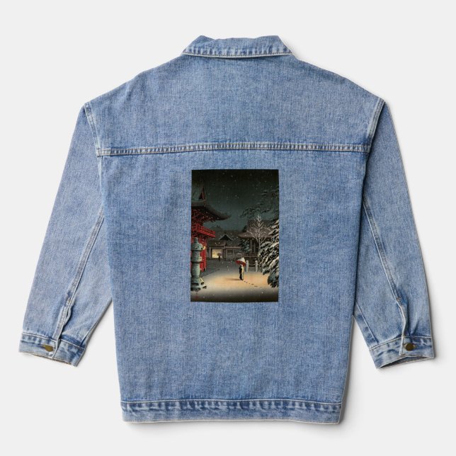Tsuchiya Koitsu - Snow at Nezu Shrine Denim Jacket (Back)
