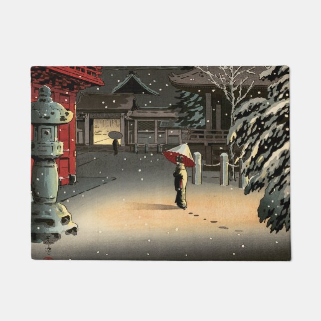 Tsuchiya Koitsu - Snow at Nezu Shrine Doormat (Front)