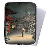 Tsuchiya Koitsu - Snow at Nezu Shrine Laptop Sleeve<br><div class="desc">Snow at Nezu Shrine / Woman in Snow - Tsuchiya Koitsu,  Woodblock colour print,  1934</div>