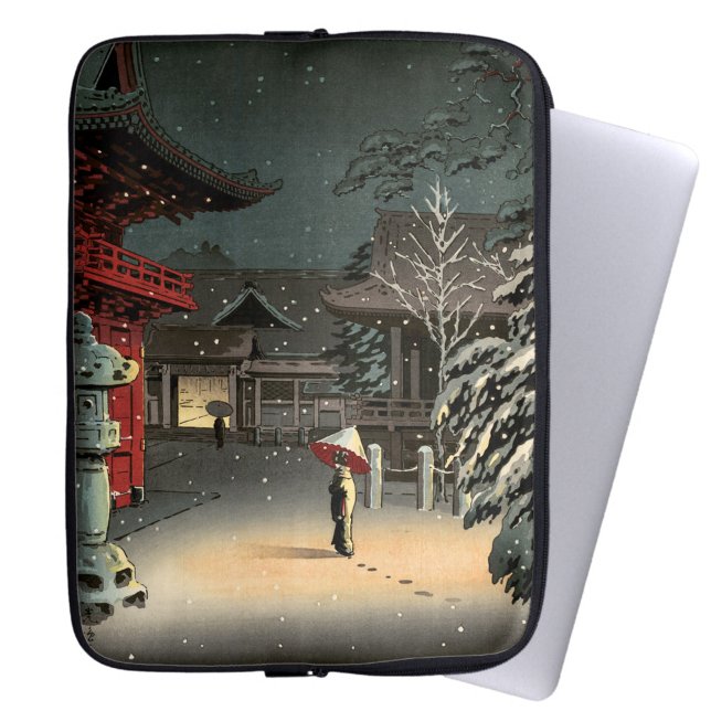 Tsuchiya Koitsu - Snow at Nezu Shrine Laptop Sleeve (Creator Uploaded)