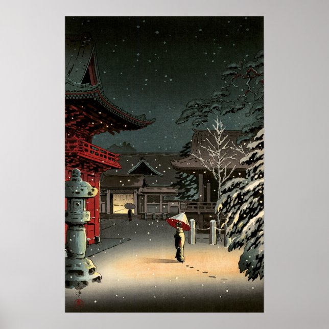 Tsuchiya Koitsu - Snow at Nezu Shrine Poster (Front)
