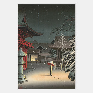 Tsuchiya Koitsu - Snow at Nezu Shrine Wrapping Paper Sheet