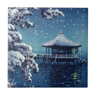 Tsuchiya Koitsu - Snow on the Ukimido at Katada Tile