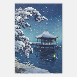 Tsuchiya Koitsu - Snow on the Ukimido at Katada Wrapping Paper Sheet