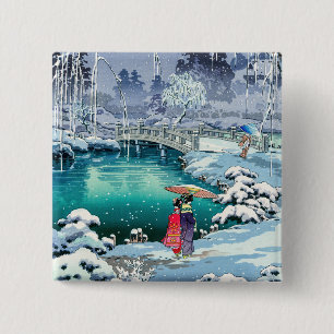 Tsuchiya Koitsu - Spring Snow at Maruyama 15 Cm Square Badge