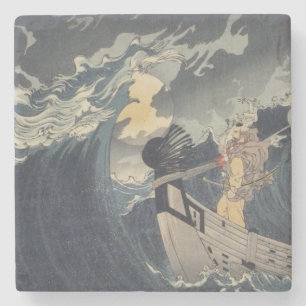Tsukioka Yoshitoshi - Benkei Against A Full Moon Stone Coaster