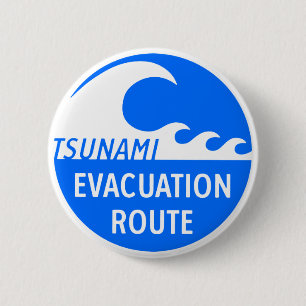 Tsunami Evacuation Route 6 Cm Round Badge