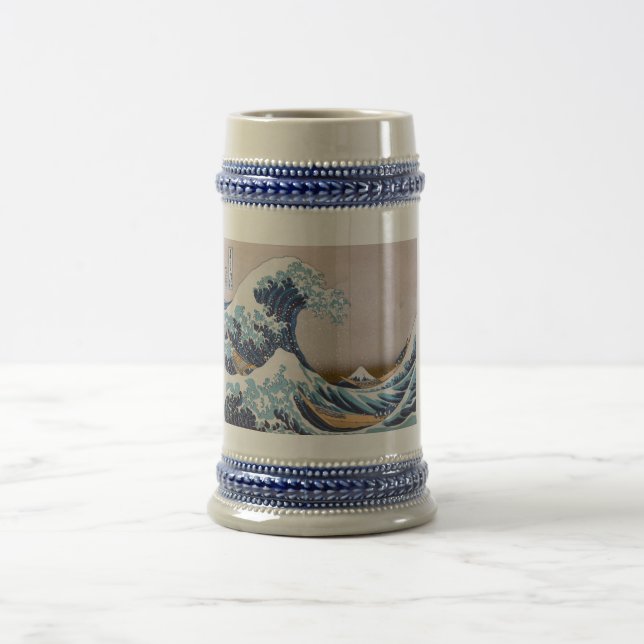 Tsunami Great Wave off Kanagawa Japan by Hokusai Beer Stein (Center)