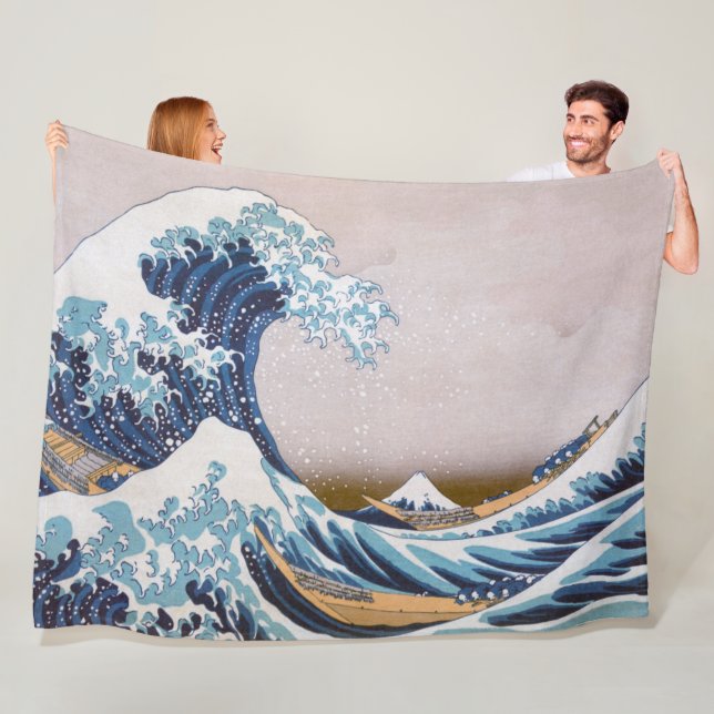Tsunami Great Wave off Kanagawa Japan by Hokusai Fleece Blanket (In Situ)