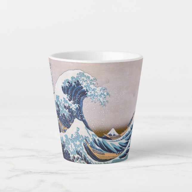 Tsunami Great Wave off Kanagawa Japan by Hokusai Latte Mug (Front)