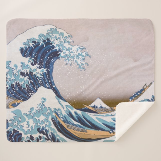 Tsunami Great Wave off Kanagawa Japan by Hokusai Sherpa Blanket (Front (Horizontal))