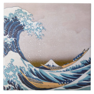 Tsunami Great Wave off Kanagawa Japan by Hokusai Tile