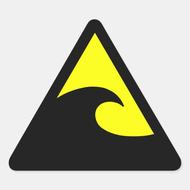 Tsunami Hazard Sign Triangle Sticker (Front)
