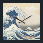Tsunami Japanese Wave Painting Square Wall Clock<br><div class="desc">Theme: Tsunami. 
Style: Artsy,  Japanese. 
Colours: Blue.</div>