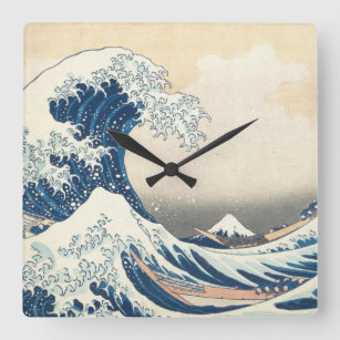 Tsunami Japanese Wave Painting Square Wall Clock