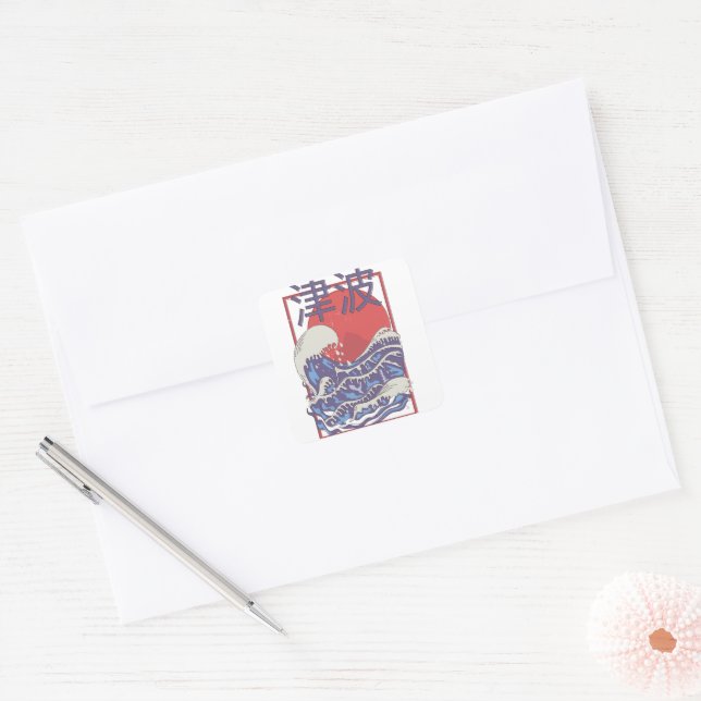 Tsunami Square Sticker (Envelope)