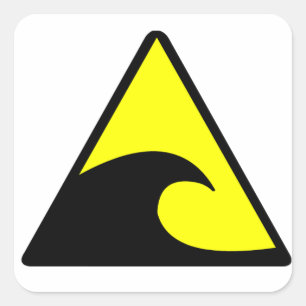 Tsunami Warning Square Sticker