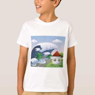 Tsunami Wave Hitting Coastal Road Tropical Storm T-Shirt