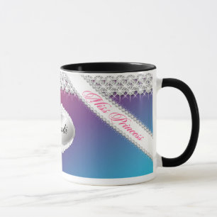 TT-Diamond Bliss Personalised Brunette Mug Pink