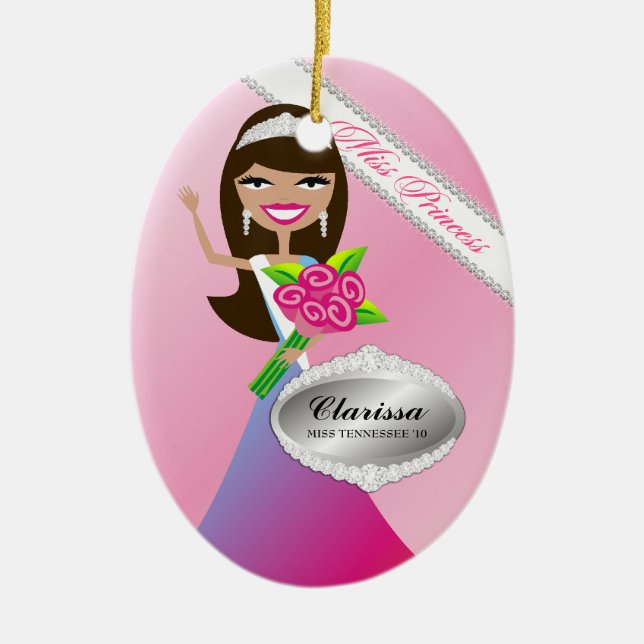 TT-Miss Princess Brunette Custom Photo Ornament (Front)