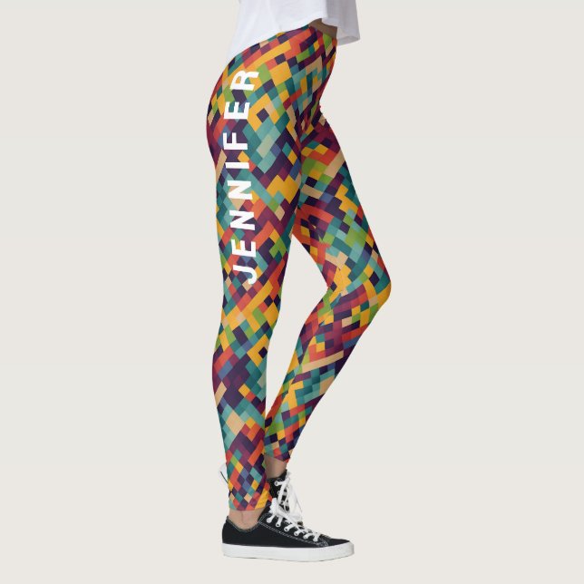 Ttendy Cool Colourful Geometric Abstract Pattern Leggings (Right)
