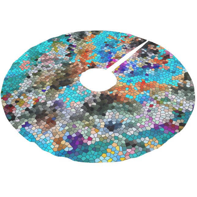 TTEQOTGCubismINV SGDRKDP BLUE Brushed Polyester Tree Skirt (Angled)