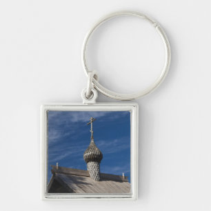 Ttraditional wooden Russian Orthodox church Key Ring