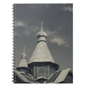 Ttraditional wooden Russian Orthodox church Spiral Notebook