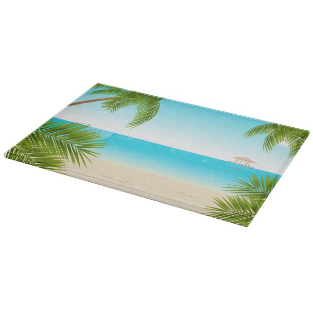Ttropical Beach Background Glass Cutting Board (Corner)