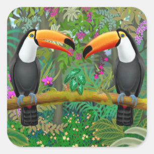 Ttropical Toucans in Jungle Stickers