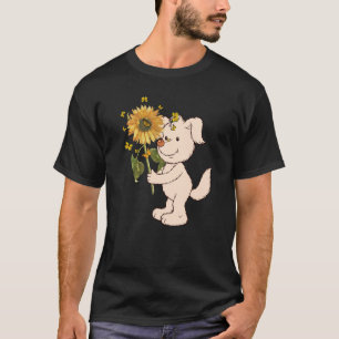Tu Cute Dog Holding Sunflower Animal Costume T-Shirt