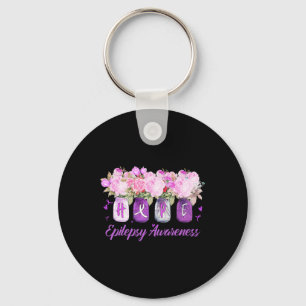 Tu Epilepsy Awareness Month Costume Flower Ribbon  Key Ring