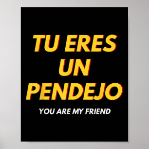 Tu Eres Pendejo Funny Spanish Saying Spanish Gift  Poster