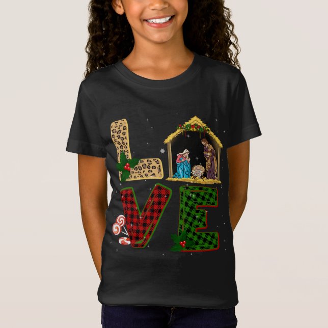 Tu Leopard Plaid Christmas Nativity Costume Christ T-Shirt (Front)