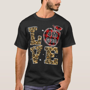 Tu Love Leopard Plaid 4th Grade BAck To School Cos T-Shirt