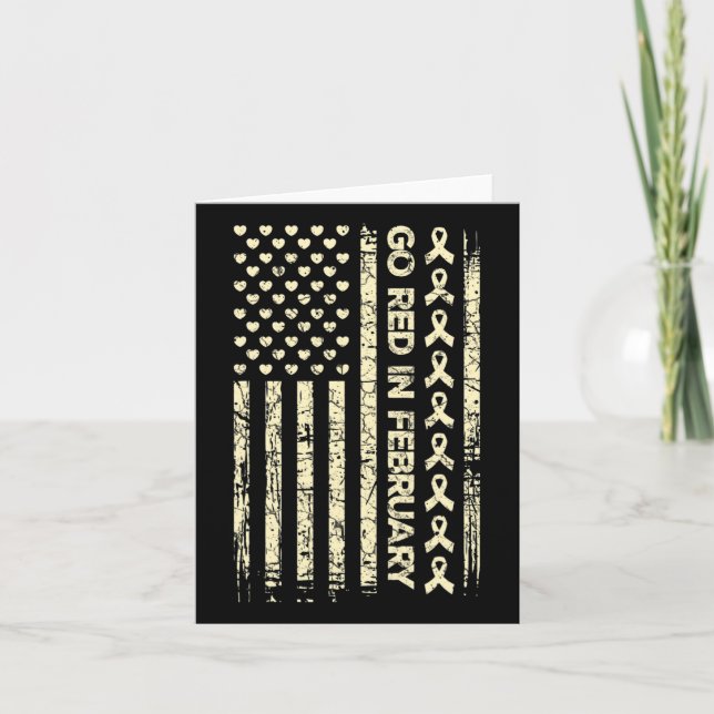 Tu Red Ribbon Heart Disease Awareness Gift America Card (Front)