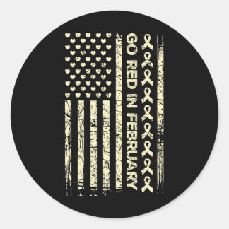 Tu Red Ribbon Heart Disease Awareness Gift America Classic Round Sticker
