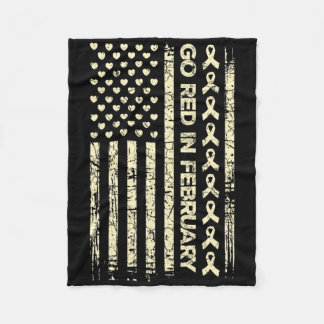 Tu Red Ribbon Heart Disease Awareness Gift America Fleece Blanket