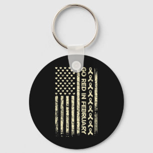 Tu Red Ribbon Heart Disease Awareness Gift America Key Ring