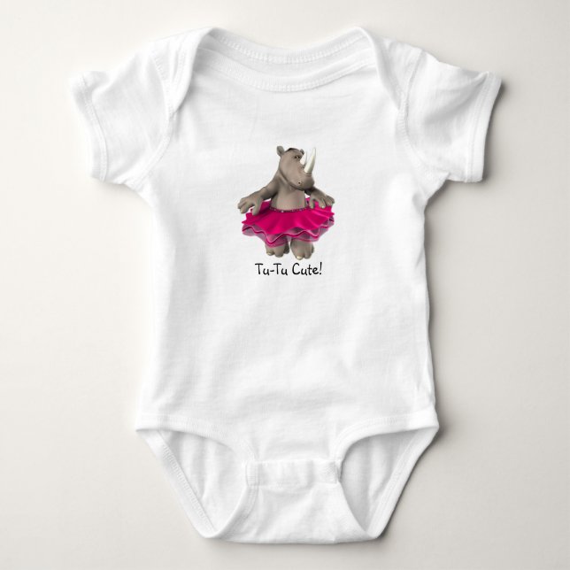 Tu-Tu Cute! Rhino Baby T-Shirt White Bodysuit (Front)
