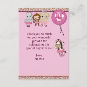 Tu Tu Cute Thank You 3.5"x5" MONKEY GIRL TTC(FLAT) Card