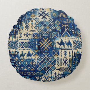 Tuareg Tifinagh Patchwork Throw Pillow Saharan I