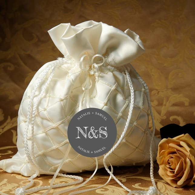 Tuatara Minimalist & Elegant Bold Initials Wedd Classic Round Sticker (Creator Uploaded)