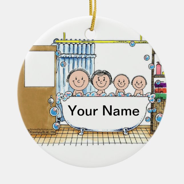 Tub Time 2 Ceramic Tree Decoration (Front)