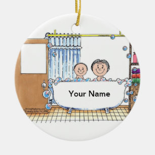 Tub Time - One Child with Mum Ceramic Tree Decoration