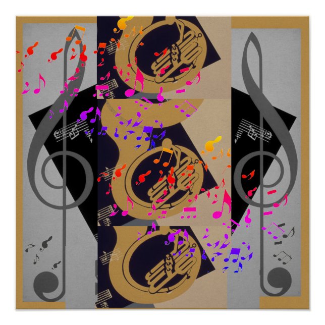 Tuba And Music Notes Poster (Front)