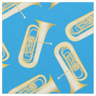 Tuba Band Music Musician Room Decor Blue Fabric