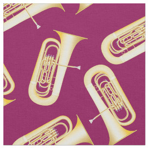 Tuba Band Music Musician Room Decor Magenta Fabric