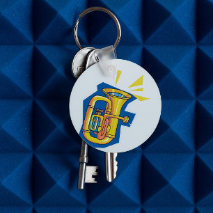 Tuba Brass Instrument Bright Music Band Key Ring