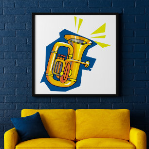 Tuba Brass Instrument Bright Music Band Poster